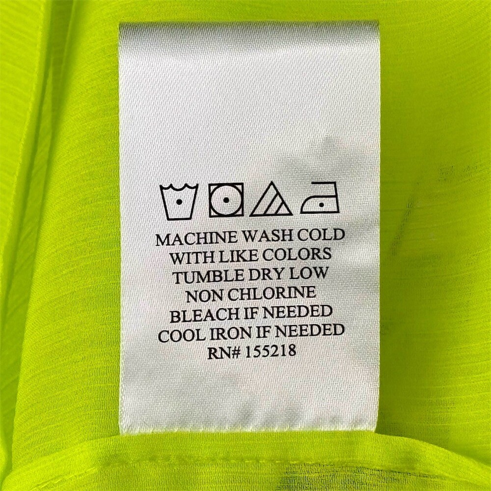 Wildfang The Empower Sheer Button-Up Shirt Womens Neon Yellow Lime - Picture 8 of 8